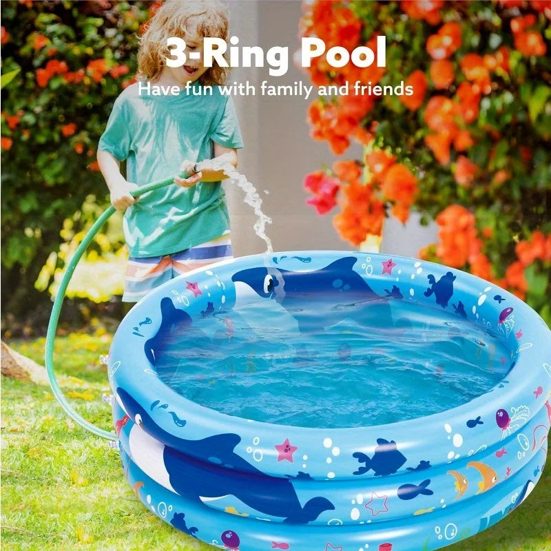 Joyfy Inflatable Kiddie Pool 34 Inches for Outdoor Fun