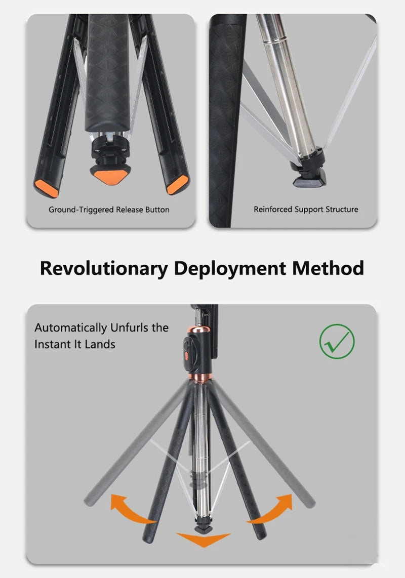 Selfie Stick Tripod 1.7m with Dual Fill Lights & Bluetooth Remote