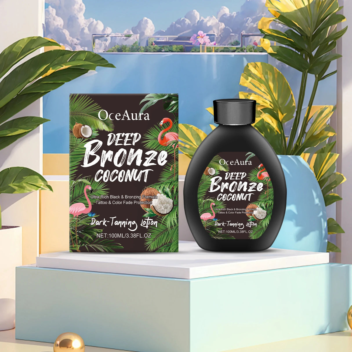 Coconut Oil Tanning Lotion Moisturizer for Deep Bronze Glow 8oz