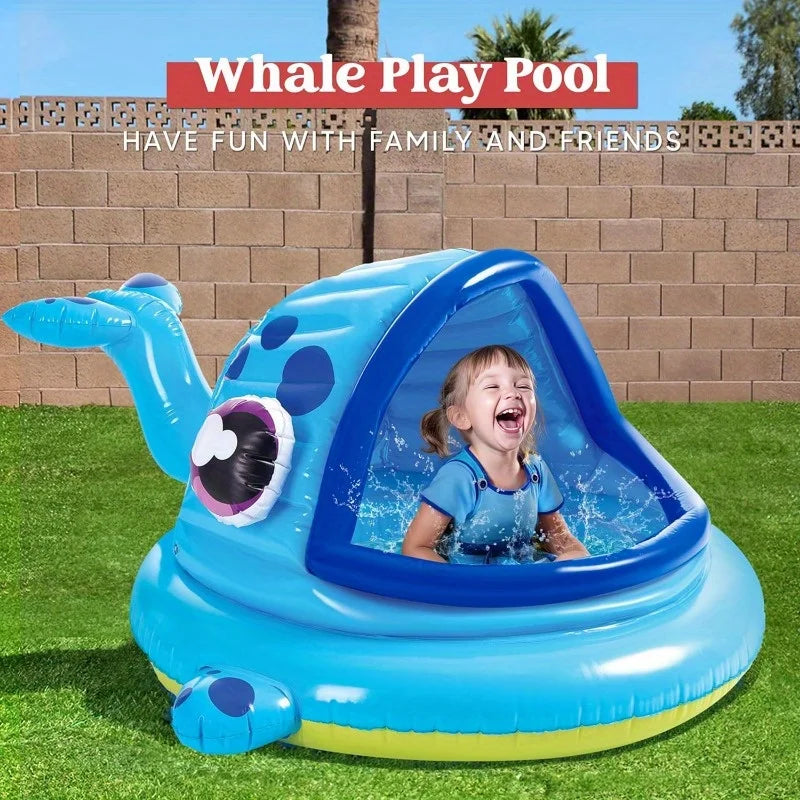 Inflatable Whale Baby Pool Tent for Kids - Toddler Swimming Pool
