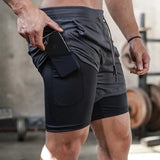 Camo Running Shorts Men 2-in-1 Quick Dry Gym Fitness Summer Workout