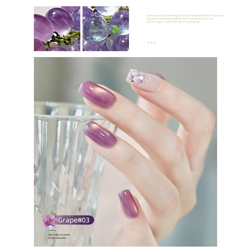 Cat Eye Gel Nail Polish Set, 3g Holographic Glitter, Green Pink Gold