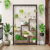 Tribesigns 5-Tier Tall Indoor Plant Stand with 10 Hanging Hooks, 70.9 Inches