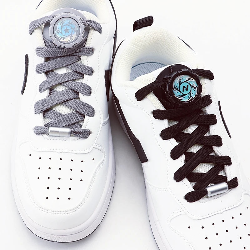Automatic Flat No Tie Shoelaces with Swivel Buckle for Sneakers Adults Kids