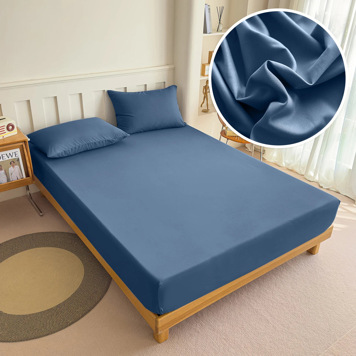 Fitted Bed Sheet 90/120/150/180x200 cm Solid Color Mattress Protector - Cozy Bed Sheets