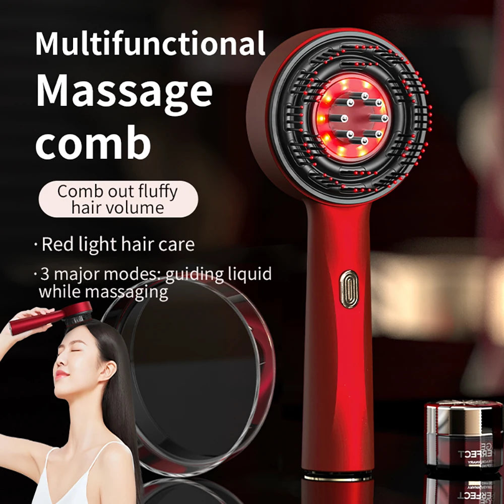 Electric Vibration Massage Comb with Red Light Therapy for Hair Growth