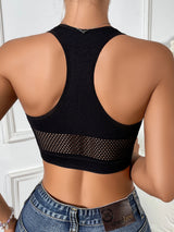 Women’s Fishnet Off Shoulder Crop Top - Stylish Casual Tank Vest
