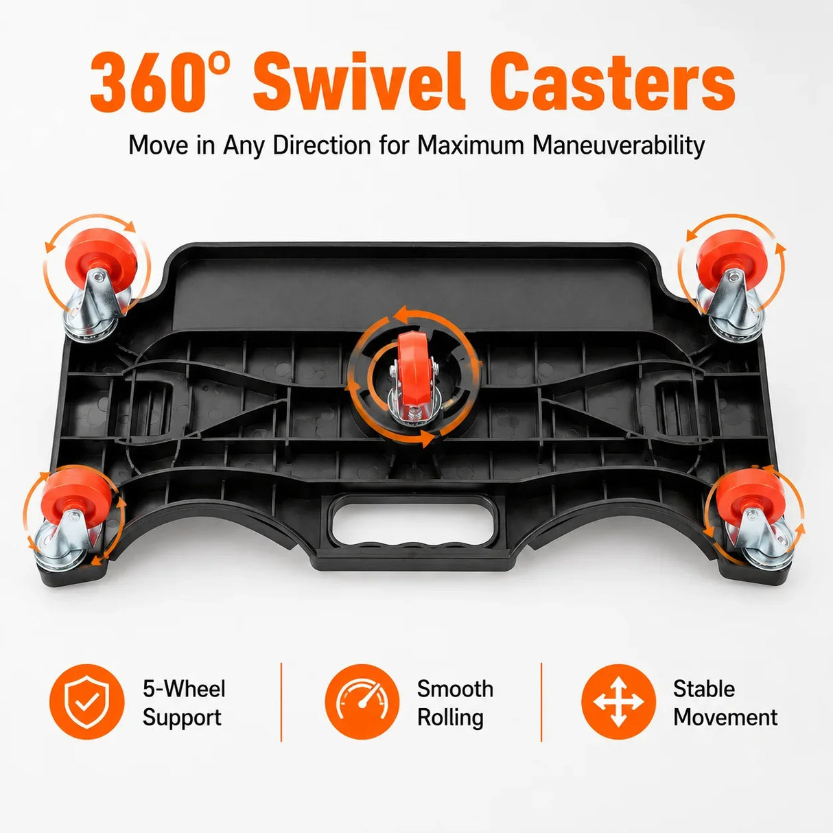Rolling Knee Protection Pad with 5 Wheels and Tool Tray for Maintenance