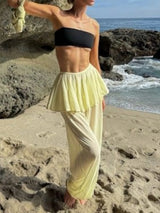 Women’s Sheer Bloomers Skirted Pants Wide Leg Culottes - Mid Rise Flare