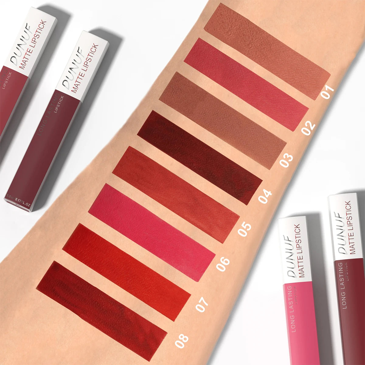 8pc Lip Gloss Set Matte Waterproof Highly Pigmented Nude Red Makeup