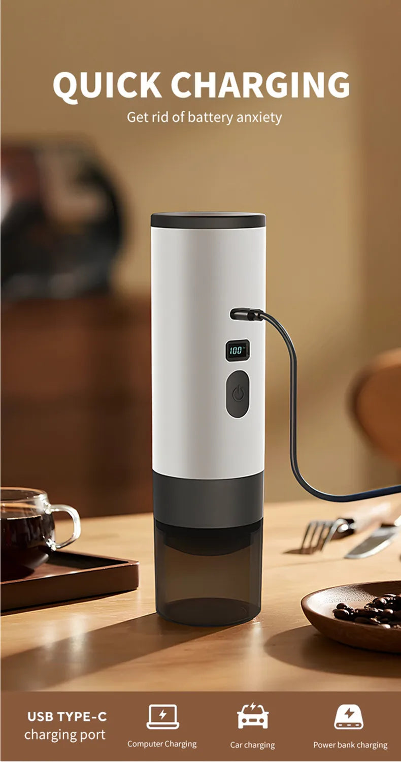 Portable 3-in-1 Wireless Espresso Coffee Maker for Car Home Camping
