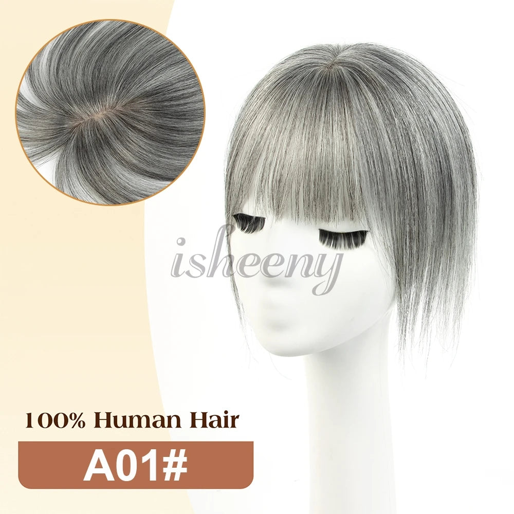 Human Hair Toppers 5x9cm Base Net 20cm Natural Look Hairpiece