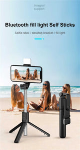 Portable Bluetooth Selfie Stick Tripod with Remote Shutter & Light