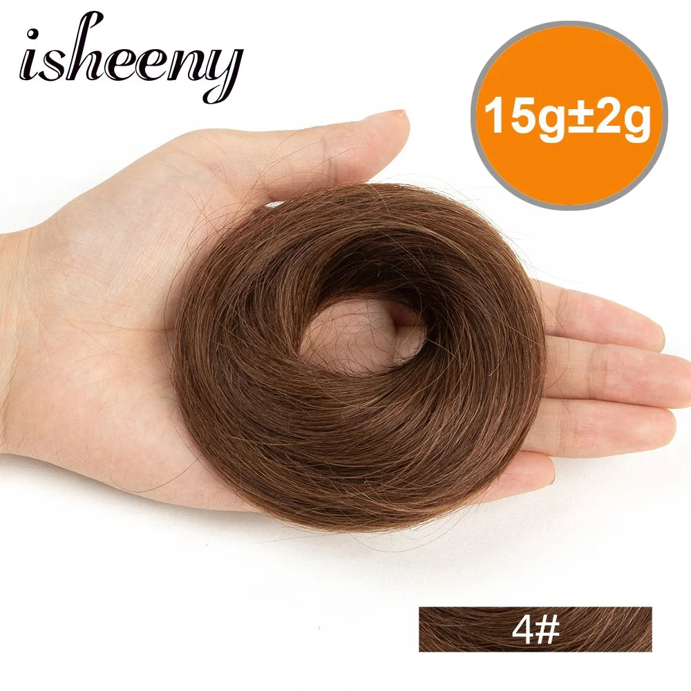 Messy Human Hair Buns Hairpieces in Natural Colors, 15g Each