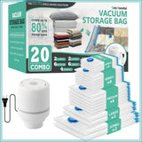 Vacuum Storage Bags with Electric Pump, 20 Pack for Clothes and Bedding