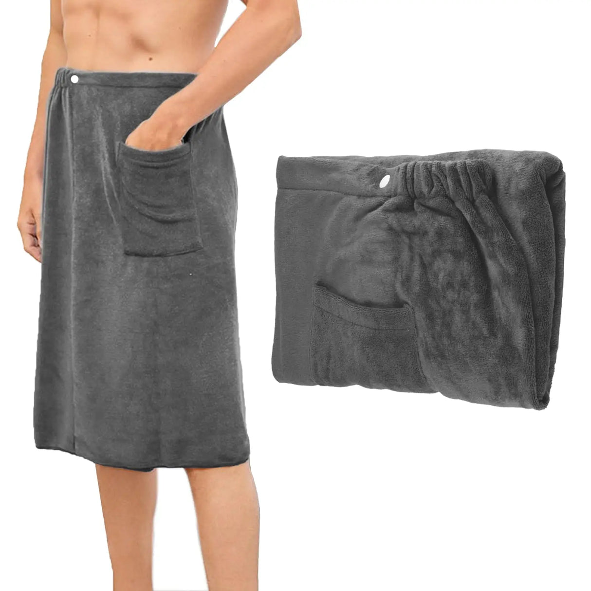 Men's Sauna Kilt Adjustable 70x140cm Quick-Dry Towel for Spa Gym