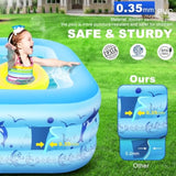 Inflatable Family Pool 100x63x20 PVC Thickened with Solar Lights