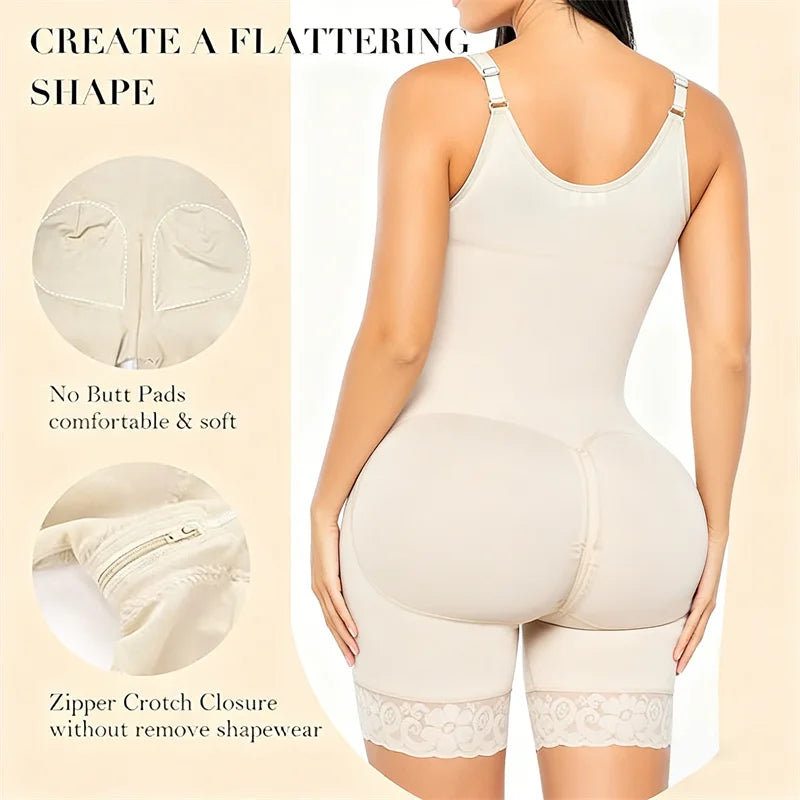 Colombian Full Body Shaper Girdle with Detachable Straps for Tummy Control