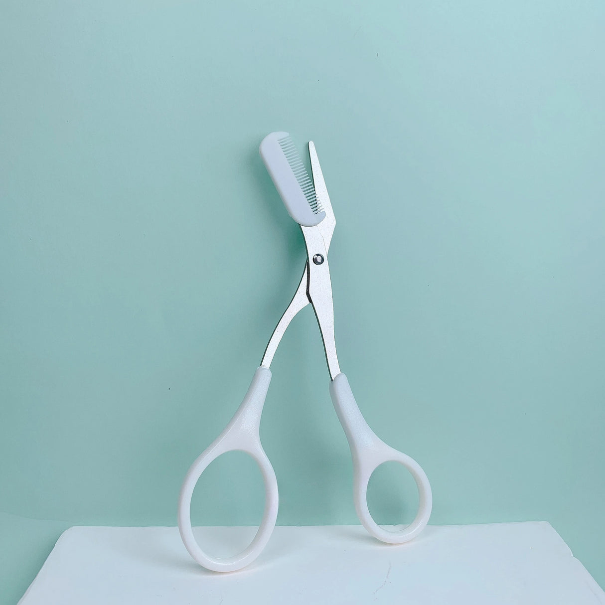 Pink Eyebrow Trimming Scissors with Comb - Stainless Steel Grooming Tool