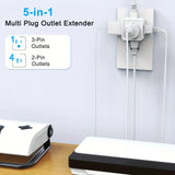 5 Way Multi Plug Outlet Extender, Wall Outlet Expander for Home & Travel