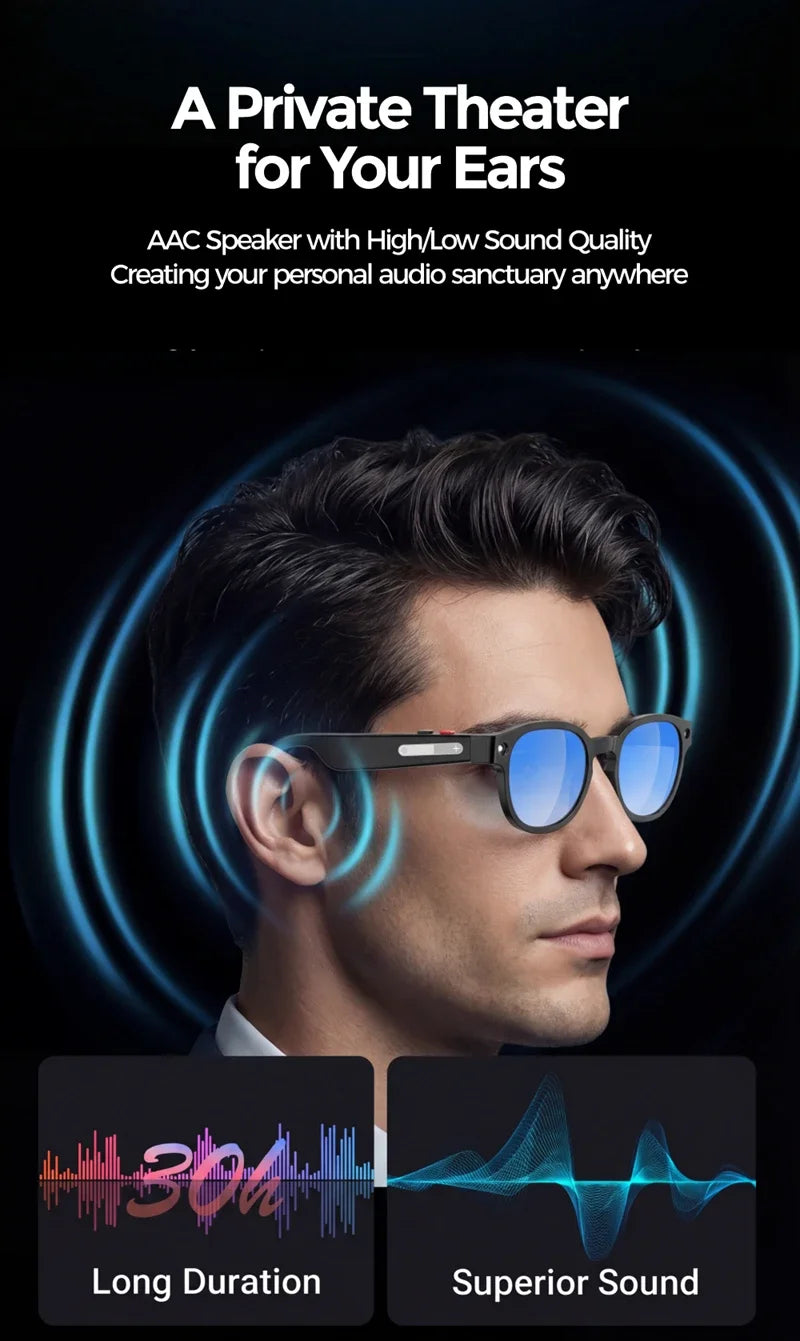 Smart AI Glasses with 800W Camera, Bluetooth, Waterproof, Voice Call