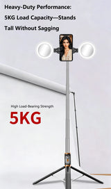 Selfie Stick Tripod 1.7m with Dual Fill Lights & Bluetooth Remote