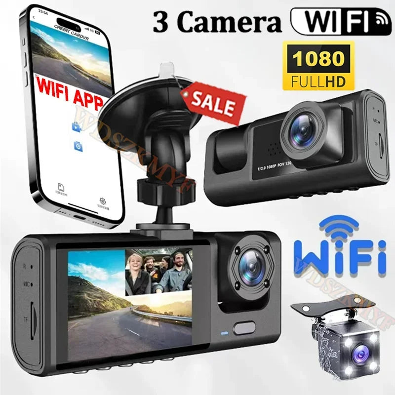 1080P Dash Cam WiFi Front & Rear Camera with Night Vision for Cars