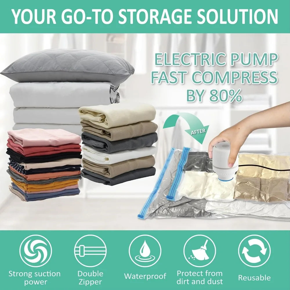 Vacuum Storage Bags with Electric Pump, 20 Pack for Clothes and Bedding