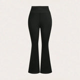 Women's Black High Waisted Flared Pants Stretchy Slimming Trousers 2026