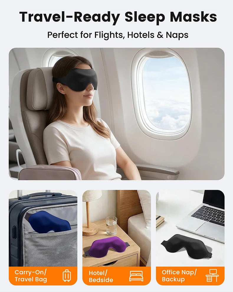 3D Adjustable Sleep Mask for Men and Women, Light Blocking Eye Mask