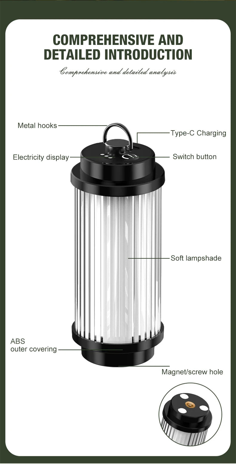 Adjustable Camping Lights Set - 5 Types - Type-C Charging - Outdoor Use