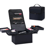 Large Makeup Train Case 4 Tier Organizer Bag for Women Travel Storage