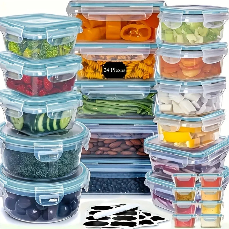 BPA-Free Food Storage Set with 24 Airtight Containers and Lids, 48 Pieces