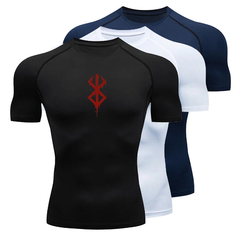 Men's Quick Dry Compression Shirt Short Sleeve Gym Workout T-Shirt