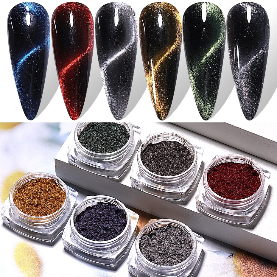 Cat Eye Chrome Magnetic Nail Powder - 6 Colors DIY Manicure Decor