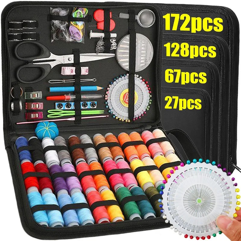 Sewing Kit Set 27pcs with Threads, Needles, Scissors & Storage Bag