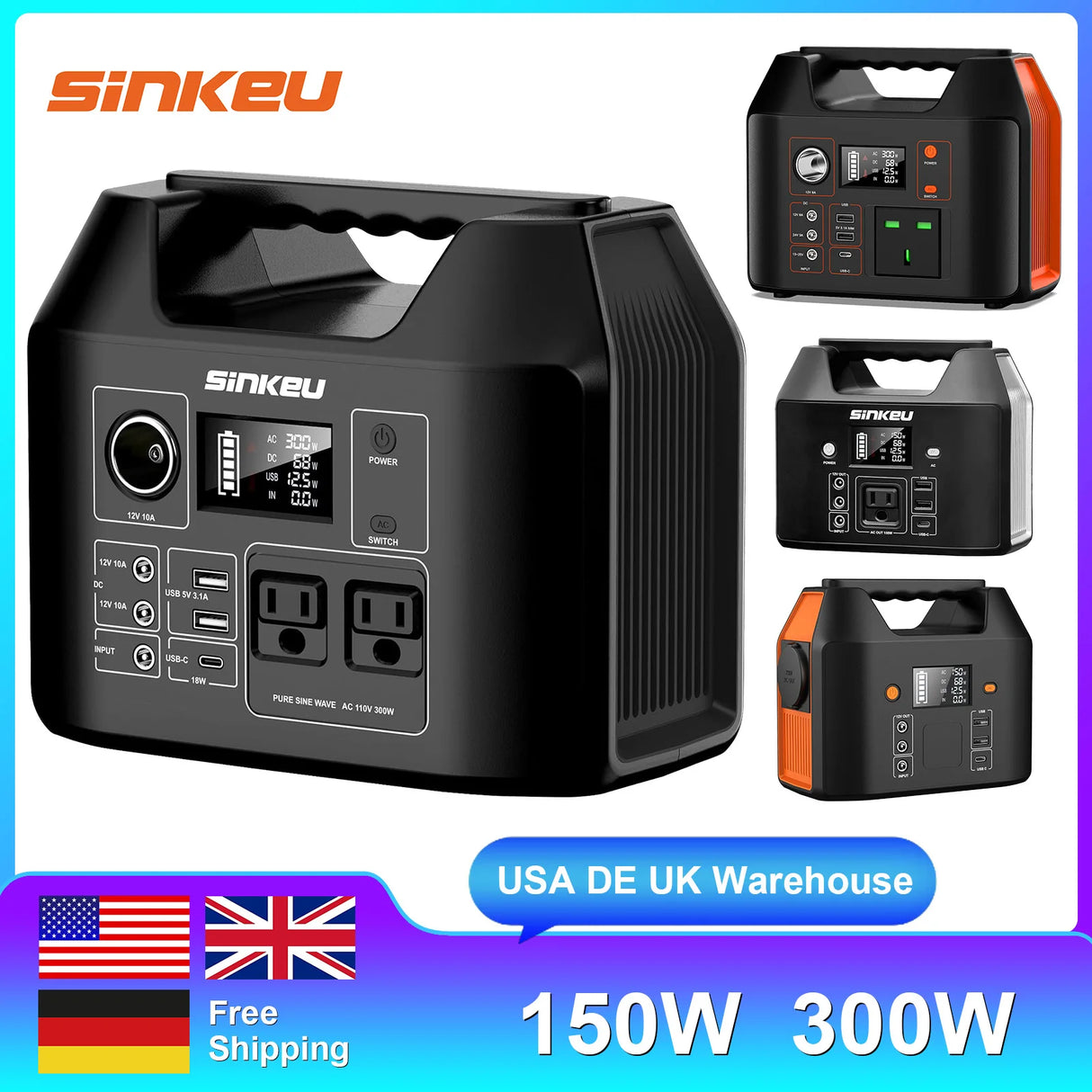 Portable Power Station 300W Solar Generator Power Bank for Camping RV CPAP