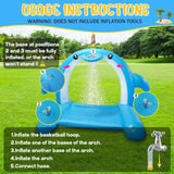 Inflatable Whale Sprinkler Water Toy 3-in-1 Splash Pad for Kids & Dogs