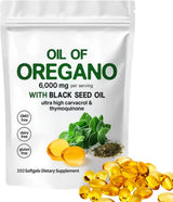 Oregano Oil and Black Seed Oil Capsules, 6000mg, 300 Softgels