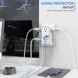 Power Strip with 6 AC Outlets & 4 USB Ports, Multi Socket Fast Charging