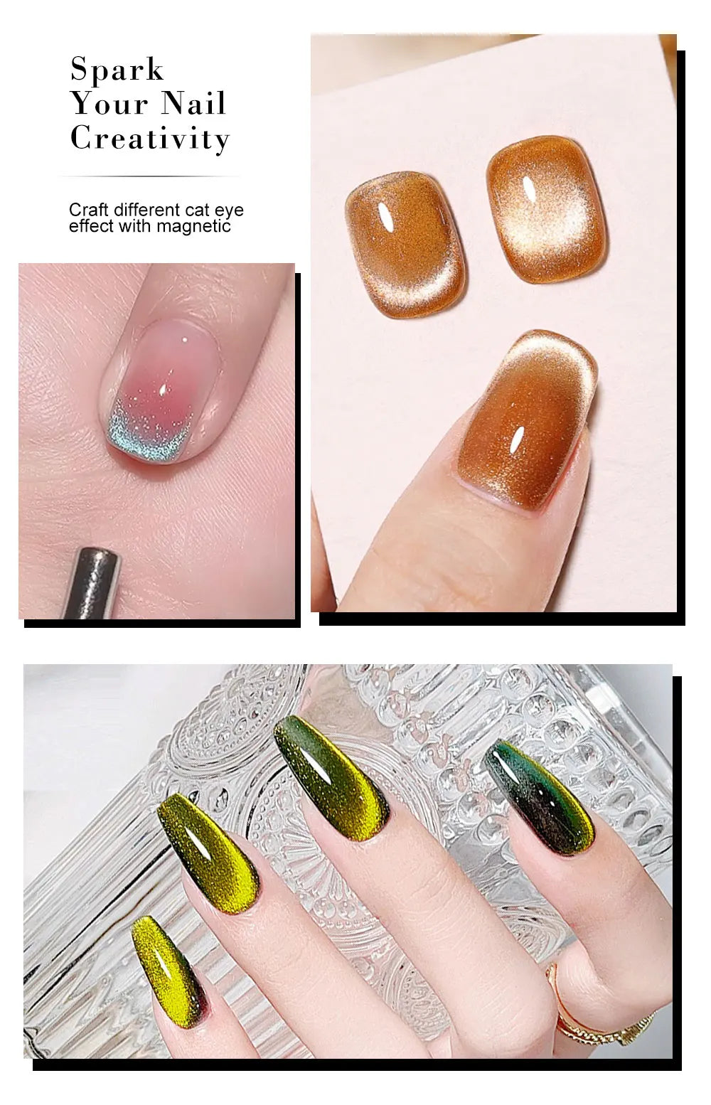 Nail Art Magnetic Stick Wand Pen Set for 3D Gel Painting - 4 Tools