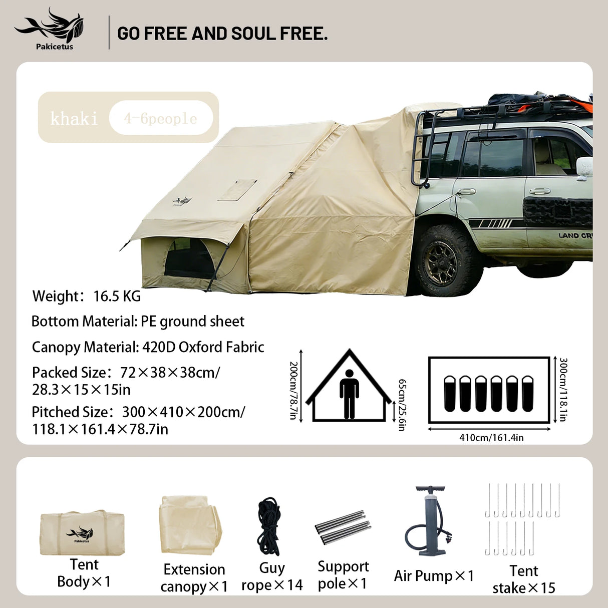 Inflatable Camping Tent for 4-8 Persons, Waterproof with Carry Bag