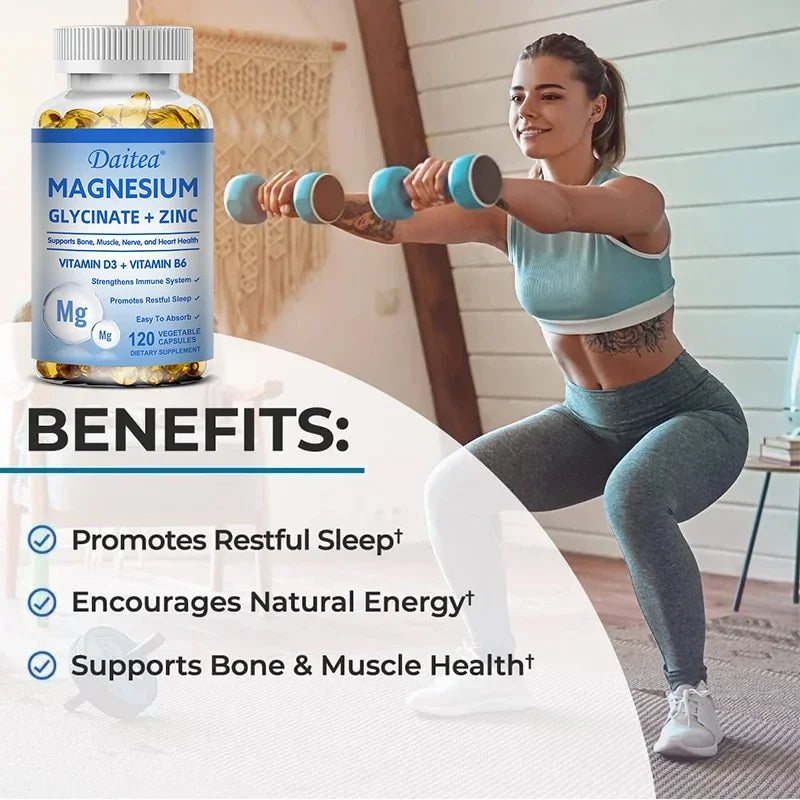 Magnesium Glycinate Capsules with Zinc - 60 Count