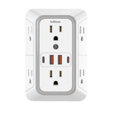 Power Strip with 6 AC Outlets & 4 USB Ports, Multi Socket Fast Charging