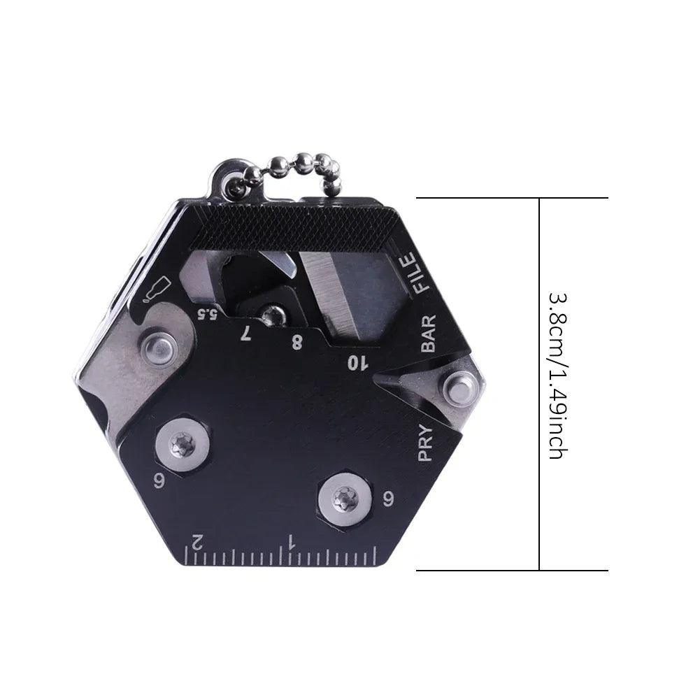 Multifunctional Keychain Screwdriver Hexagon Folding Coin Knife EDC Tool