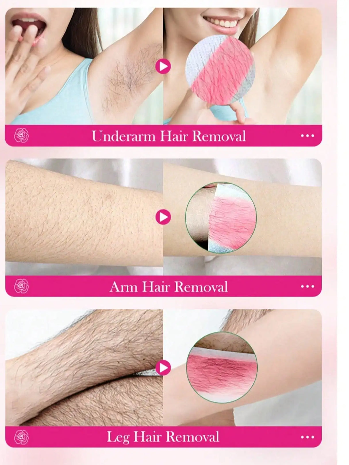 Aloe Vera Rose Double-Sided Wax Paper for Body Hair Removal
