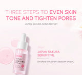Sakura Skin Care Set - Facial Cleanser, Cream, Serum, Toner - Moisturizing Kit
