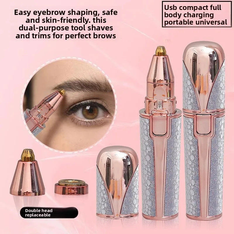 Electric Eyebrow Trimmer Rechargeable Painless Facial Hair Remover for Women