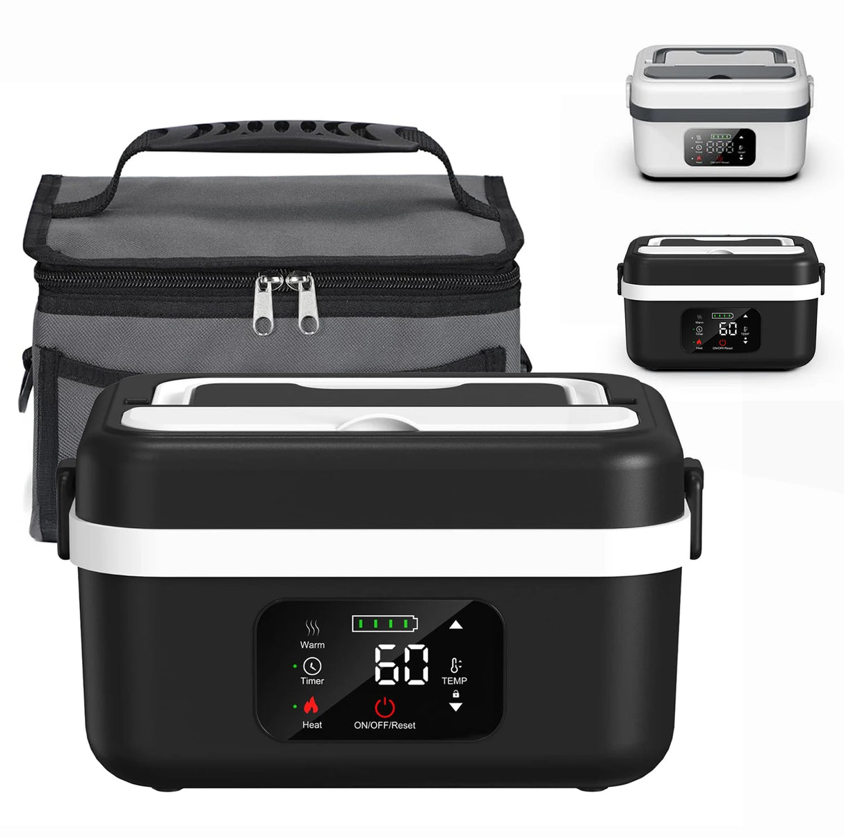 Electric Insulated Lunch Box with 8000mAh Battery, 60W Heating, 1L Capacity