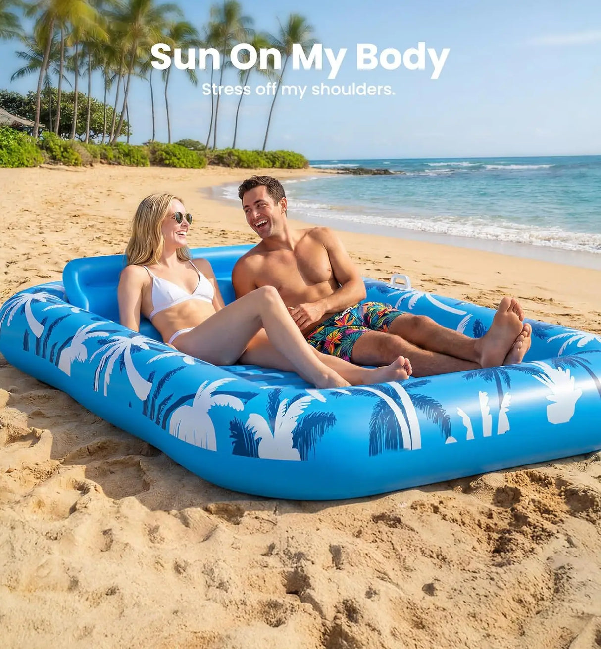 Inflatable Tanning Pool Lounger Float with Sprinkler, X-Large Size